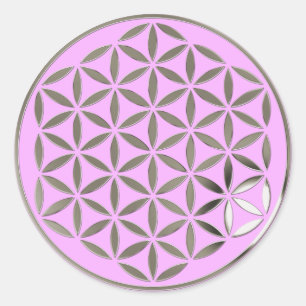 Flower Of Life 1 - Silver stamp   lightpink Classic Round Sticker