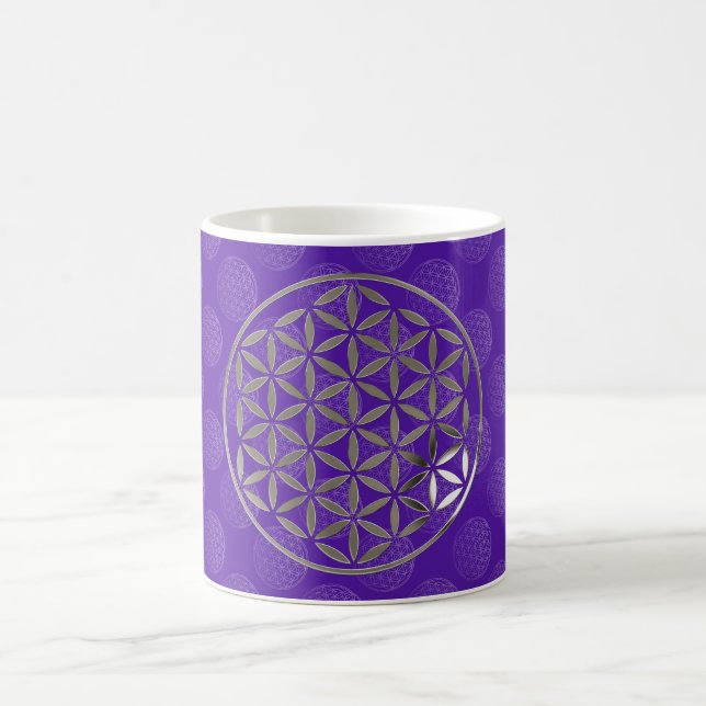 Flower Of Life 1 - Silver stamp | violet pattern Coffee Mug (Center)