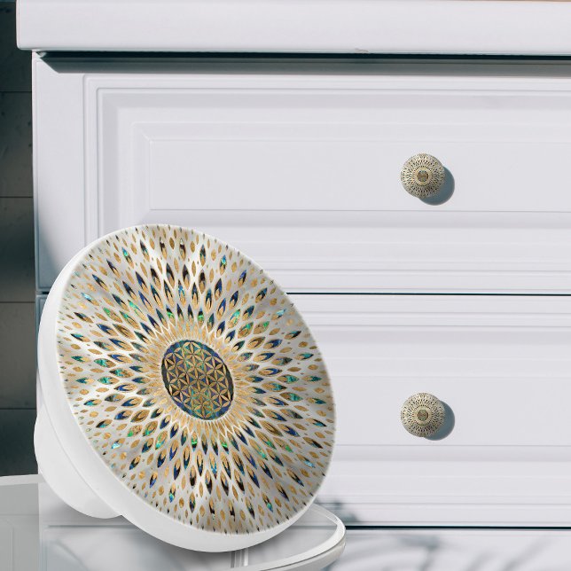 Flower of Life  - Abalone Shell and Pearl Ceramic Knob (Creator Uploaded)