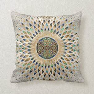 Flower of Life - Abalone Shell and Pearl Throw Pillow