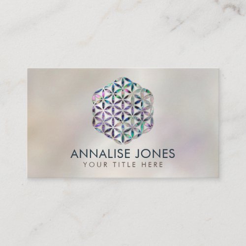 Flower of life Abalone shell on pearl Business Card