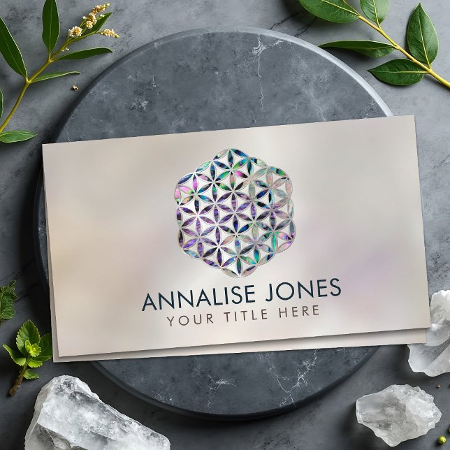 Flower of life Abalone shell on pearl Business Card (Creator Uploaded)