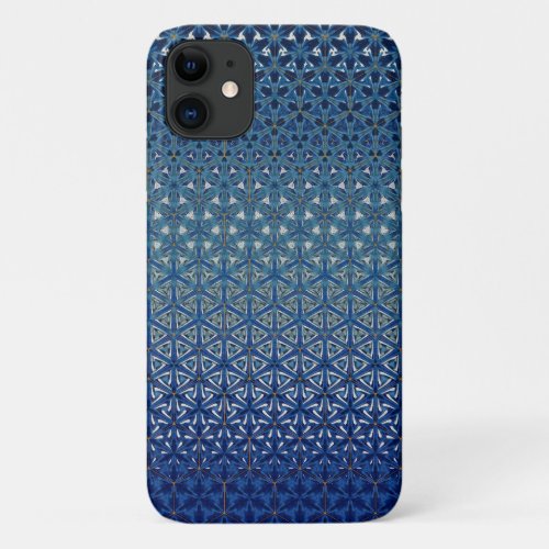 Flower of life abstract pattern indigo and azure iPhone 11 case