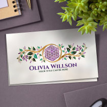 Flower of life - Amethyst Malachite and gold Business Card