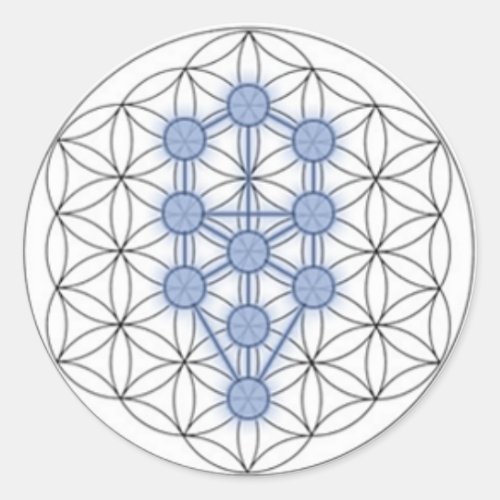 Flower of life and tree of life classic round sticker
