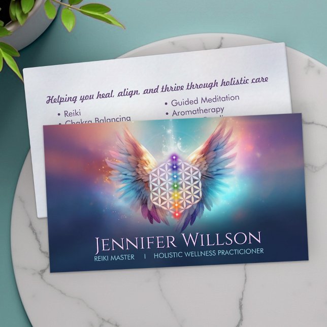 Flower of life - Angel Wings - Reiki Business Card (Creator Uploaded)