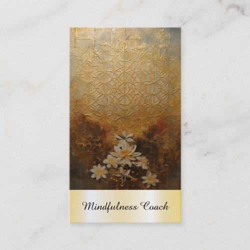  Flower of Life  AP92 Sacred Reiki Yoga Gold Business Card