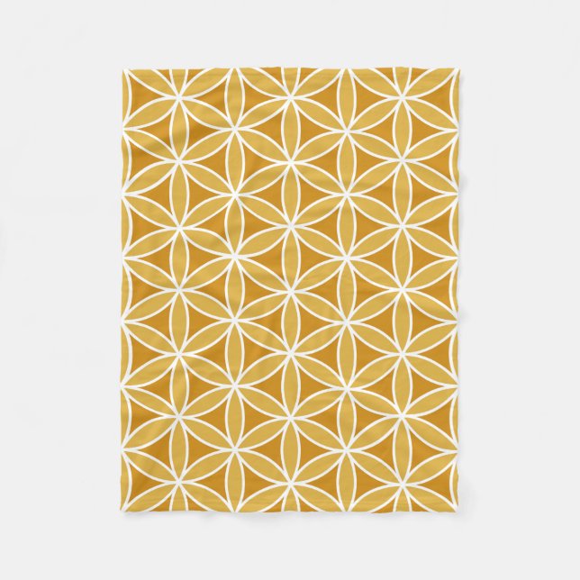 Flower of Life Big Ptn Oranges & White Fleece Blanket (Front)