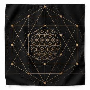 Flower of Life Black and Gold Bandana
