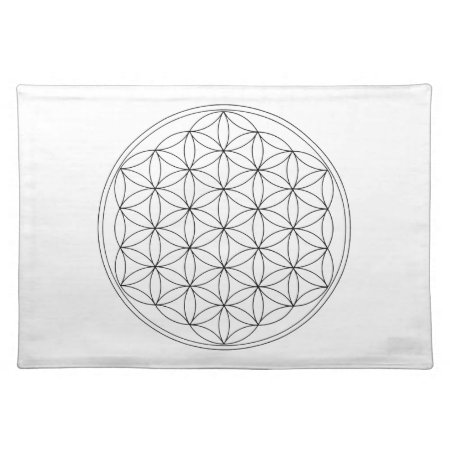 Flower Of Life Black Line Cloth Placemat