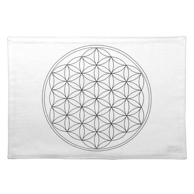 Flower of Life Black Line Cloth Placemat (Front)