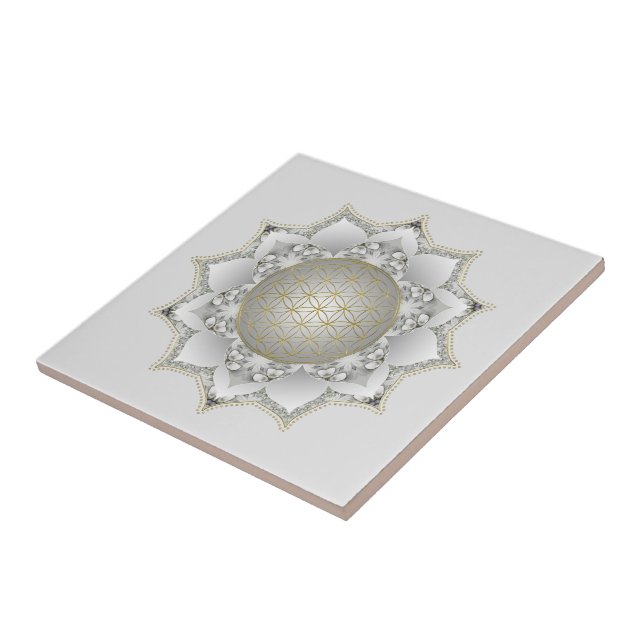 Flower Of Life - Blossoms Mandala 1 Ceramic Tile (Side)