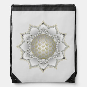 Flower Of Life - Blossoms Mandala 1 Drawstring Bag