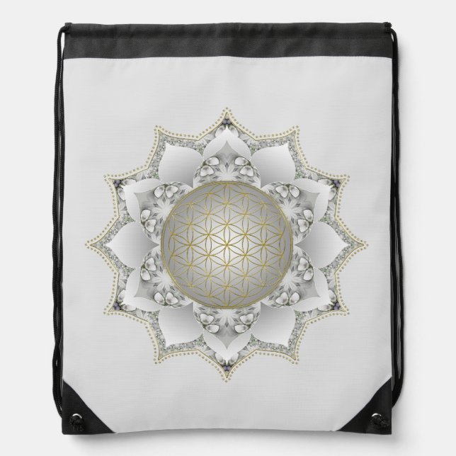 Flower Of Life - Blossoms Mandala 1 Drawstring Bag (Front)