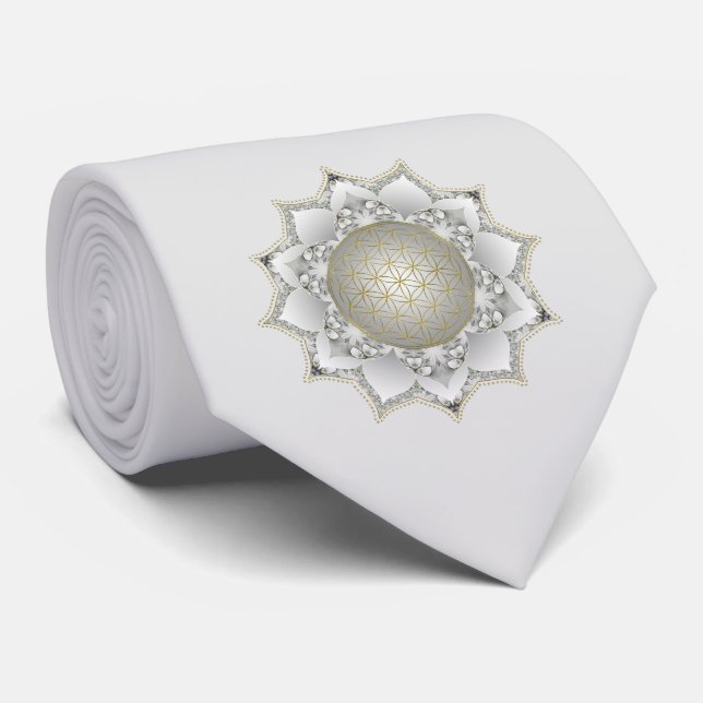 Flower Of Life - Blossoms Mandala 1 Neck Tie (Rolled)