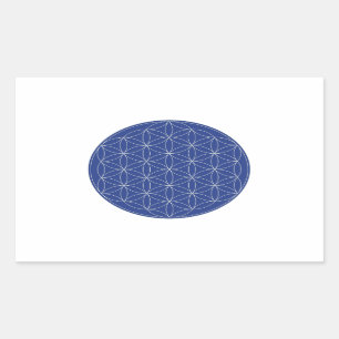 Flower of Life Blue Silver Rectangular Sticker