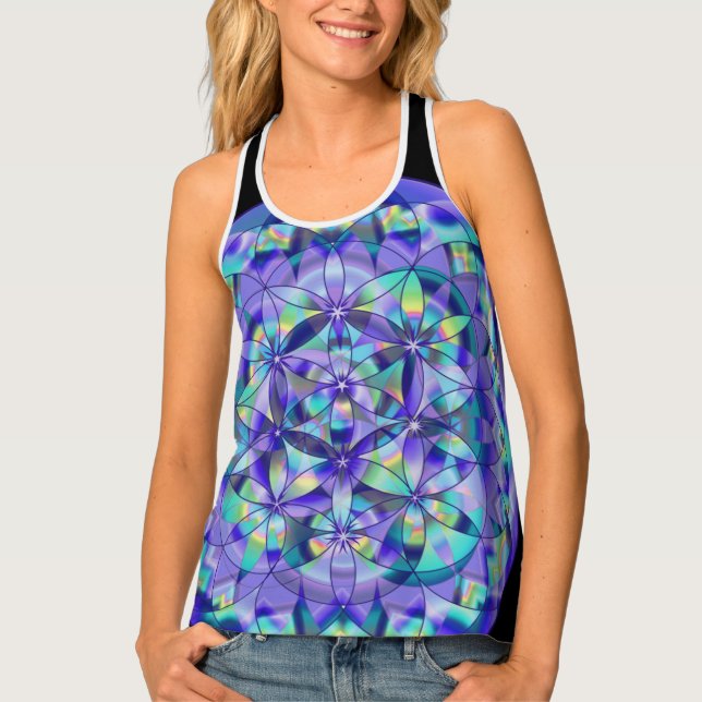 Flower of Life Blue Tank Top (Front)