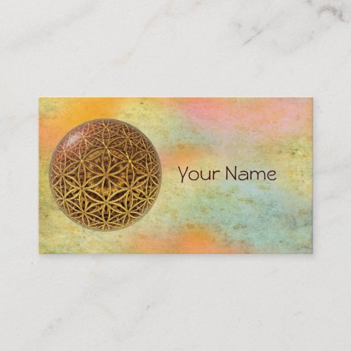 Customizable Flower Of Life / Blume des Lebens - ball grid gold Business Card Templates