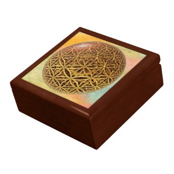 Flower Of Life / Blume Des Lebens - Ball Grid Gold Keepsake Box by SpiritEnergyToGo at Zazzle