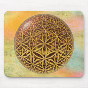 Flower Of Life / Blume des Lebens - ball grid gold Mouse Pad