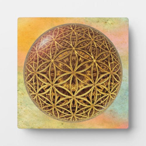 Flower Of Life  Blume des Lebens _ ball grid gold Plaque