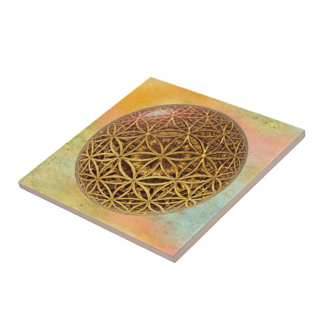 Flower Of Life / Blume des Lebens - ball grid gold Tile (Side)