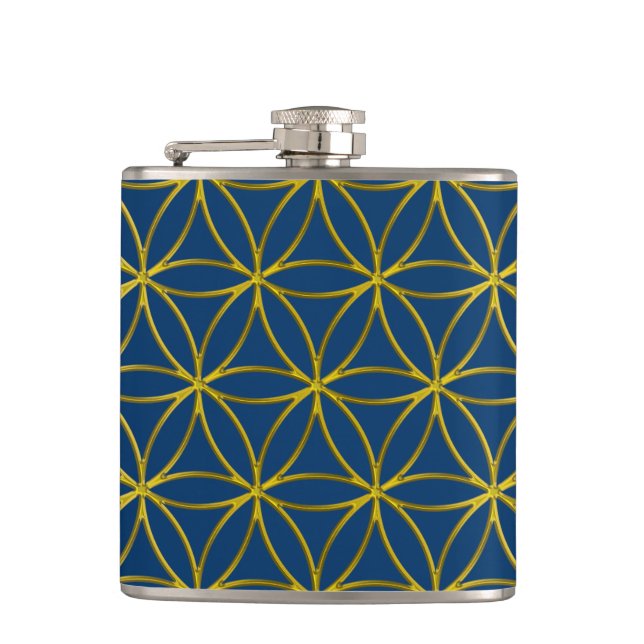 Flower of Life / Blume des Lebens - Border gold Flask (Front)
