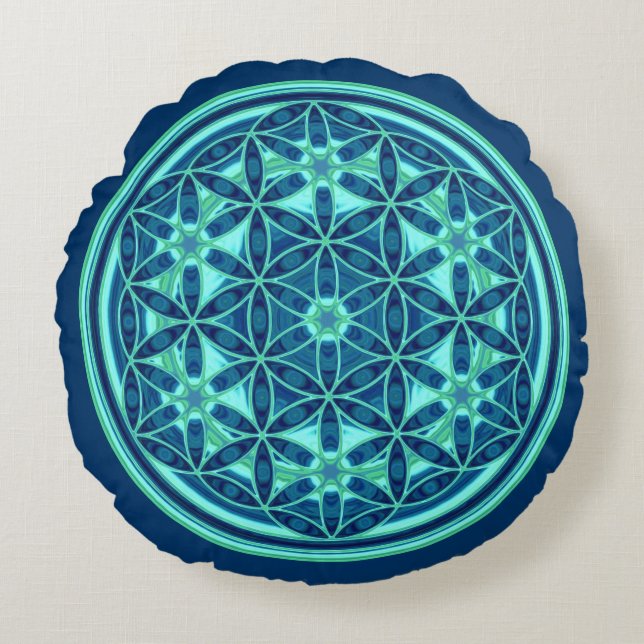 Flower Of Life / Blume des Lebens - Button I Round Pillow (Front)