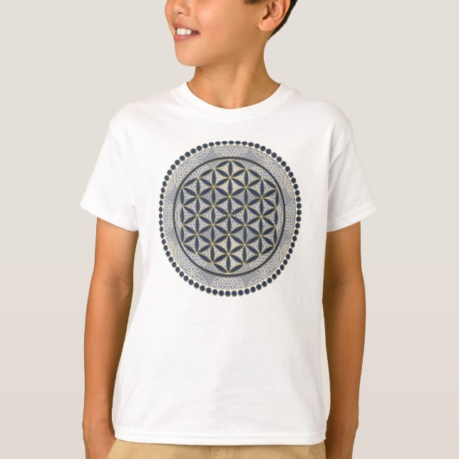Flower of Life / Blume des Lebens - Button IX T-Shirt (Front)
