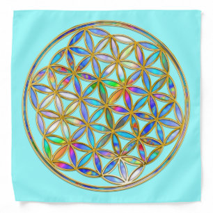 Flower of Life / Blume des Lebens - gold colorful Bandana