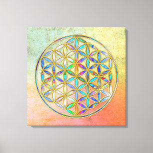 Flower of Life / Blume des Lebens - gold colorful Canvas Print