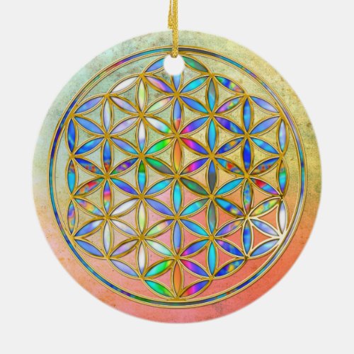 Flower of Life  Blume des Lebens _ gold colorful Ceramic Ornament