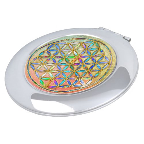 Flower of Life  Blume des Lebens _ gold colorful Compact Mirror