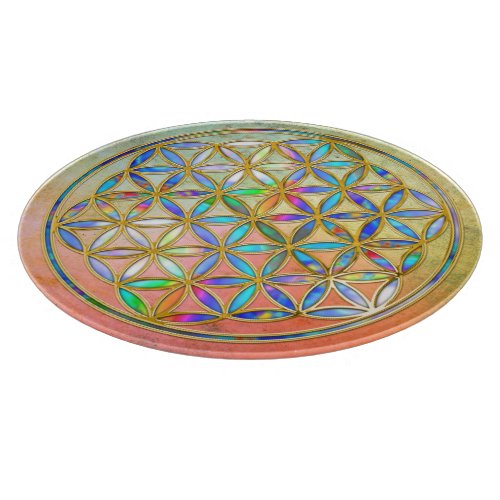 Flower of Life  Blume des Lebens _ gold colorful Cutting Board