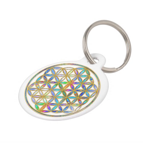 Flower of Life  Blume des Lebens _ gold colorful Pet ID Tag