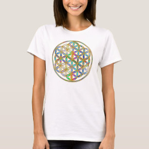 Flower of Life / Blume des Lebens - gold colorful T-Shirt