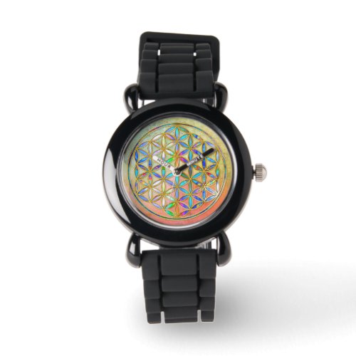 Flower of Life  Blume des Lebens _ gold colorful Watch