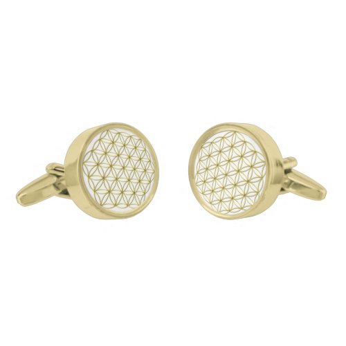 Flower of Life Blume des Lebens Gold Cufflinks