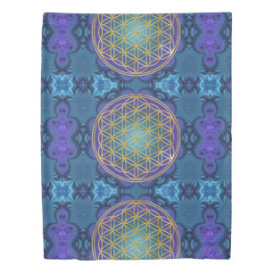 Flower Of Life / Blume des Lebens - gold fractal 1 Duvet Cover