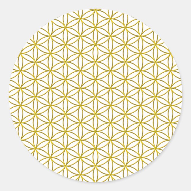Flower of Life / Blume des Lebens - gold pattern Classic Round Sticker (Front)