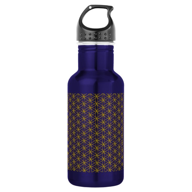 Flower of Life / Blume des Lebens - gold pattern Water Bottle (Front)