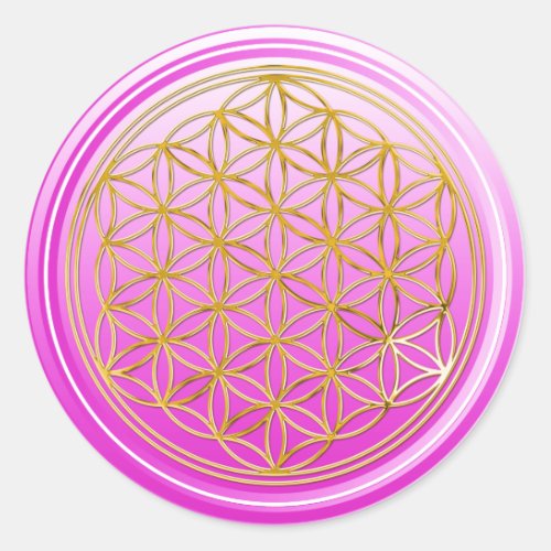 Flower Of Life  Blume des Lebens _ GOLD pink Classic Round Sticker