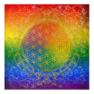 Flower Of Life / Blume des Lebens - GOLD rainbow Acrylic Print