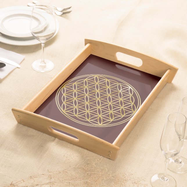 Flower of Life / Blume des Lebens - GOLD Serving Tray (Front)