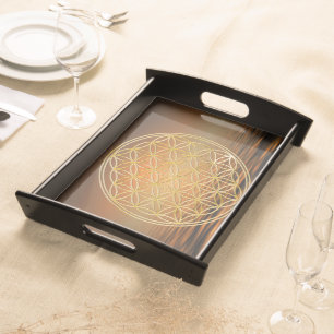 Flower of Life / Blume des Lebens - GOLD sunset Serving Tray