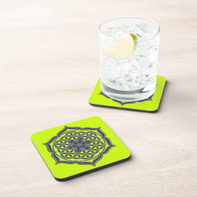 Flower Of Life / Blume des Lebens - Lotus Contour Beverage Coaster (Right Side)