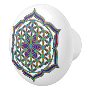 Flower Of Life / Blume des Lebens - Lotus Contour Ceramic Knob