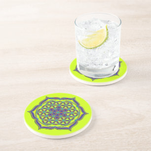 Flower Of Life / Blume des Lebens - Lotus Contour Drink Coaster