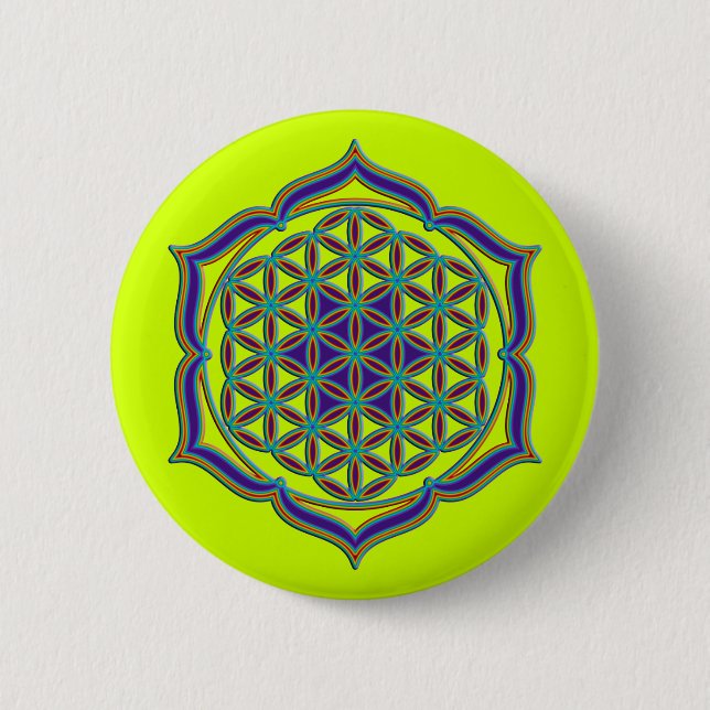 Flower Of Life / Blume des Lebens - Lotus Contour Pinback Button (Front)