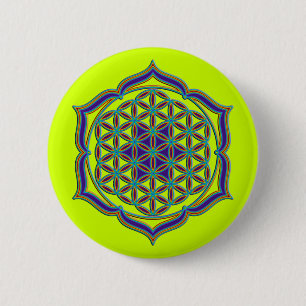 Flower Of Life / Blume des Lebens - Lotus Contour Pinback Button